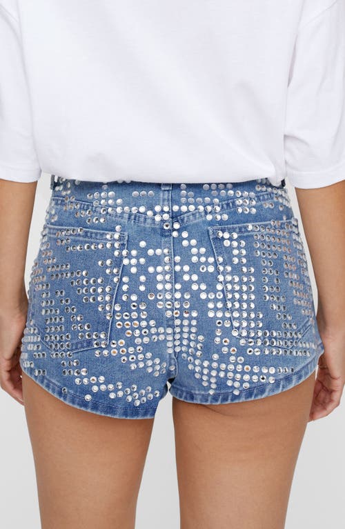 Shop Nasty Gal Zebra Hotfix Denim Shorts In Authentic Midwash