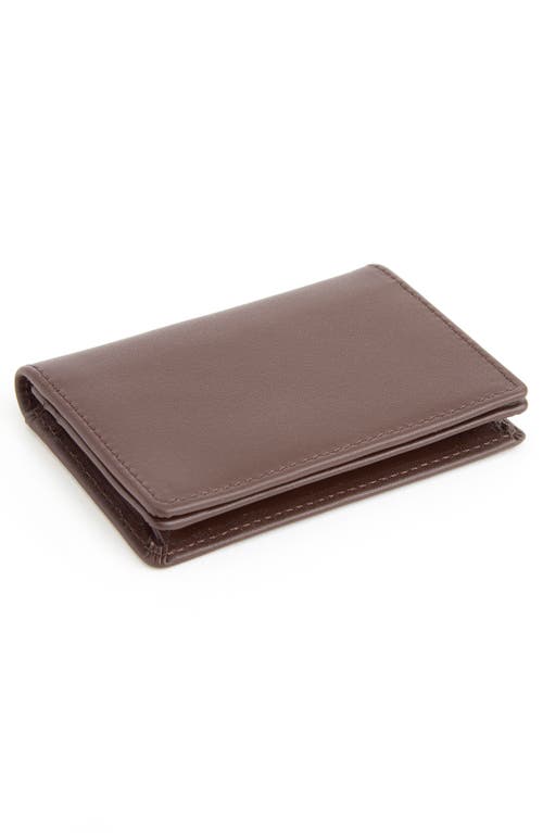 Royce New York Leather Card Case In Brown- Gold Foil