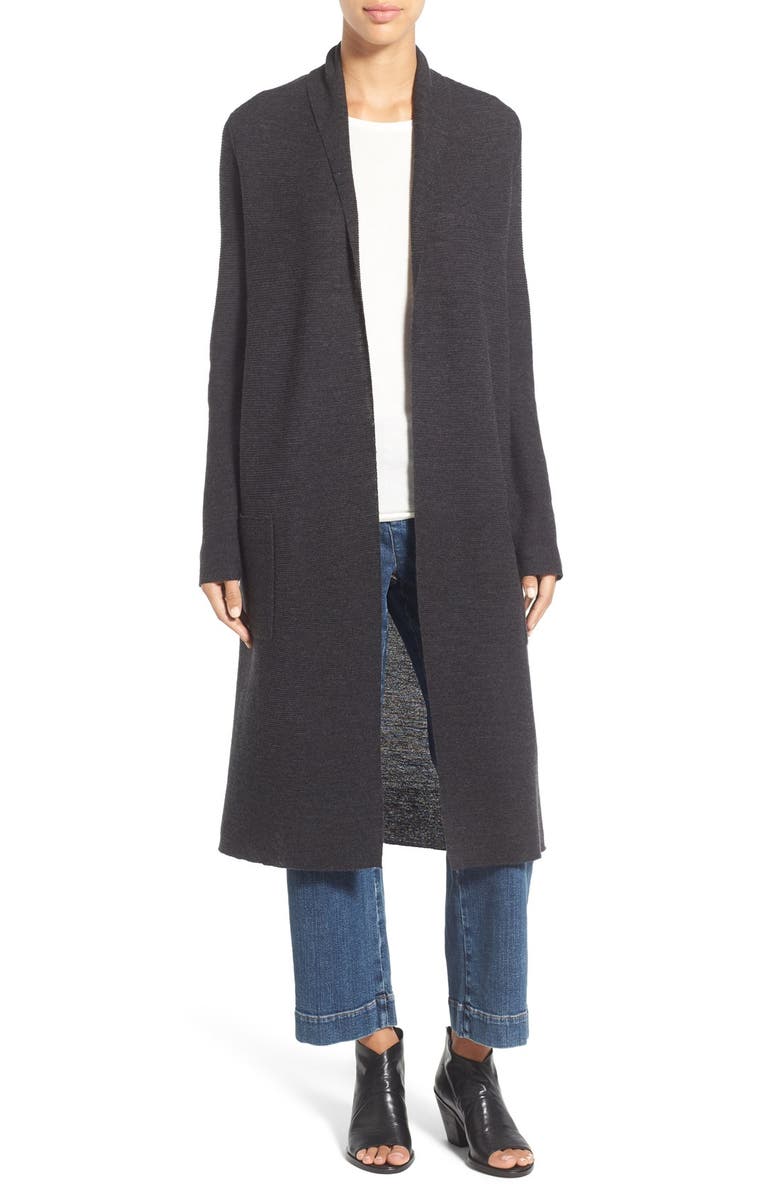 Eileen Fisher Ribbed Merino Wool Open Front Long Cardigan | Nordstrom