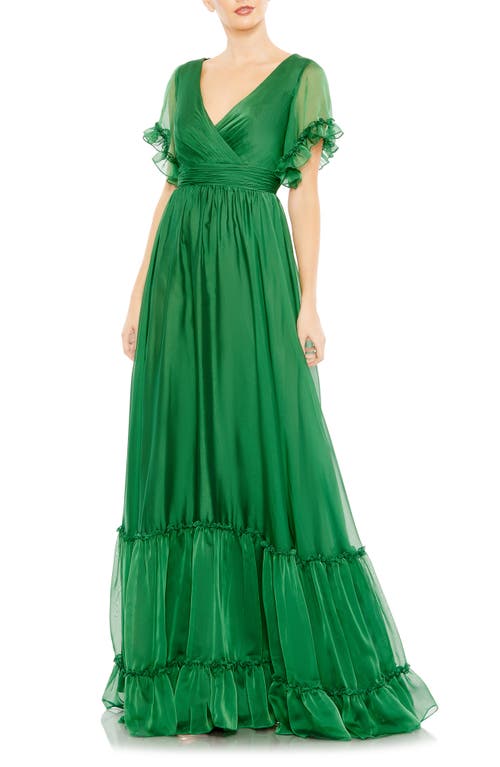 Mac Duggal Butterfly Ruffle Trimmed A-Line Gown at Nordstrom,