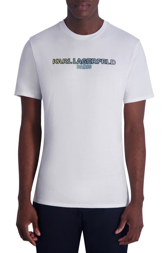 Karl Lagerfeld Flocked Logo Cotton Graphic T-shirt In White