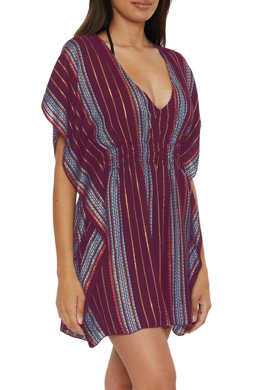 Shop Becca Radiance Woven Cover-up Tunic In Aubergine Multi