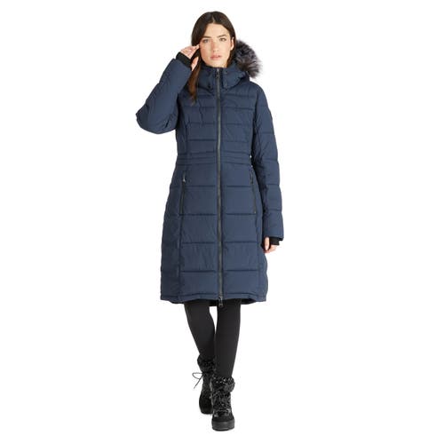 Pajar Jupiter Stretch Long Quilted Puffer In Navy