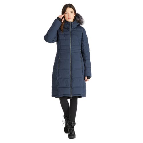 Shop Pajar Jupiter Stretch Long Quilted Puffer In Navy