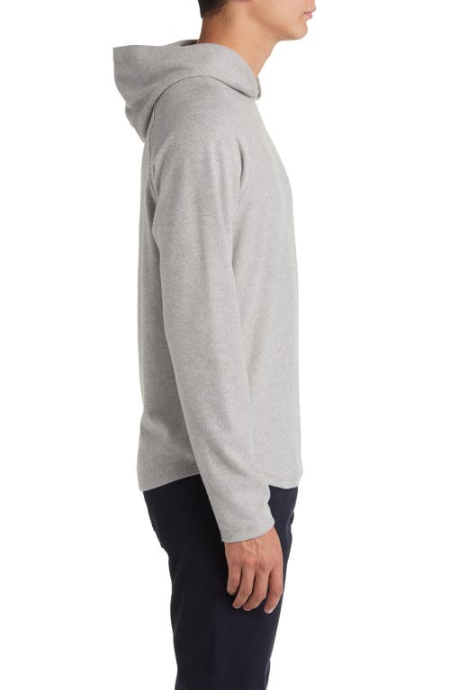 Vince Broken Twill Hoodie In Heather Grey/off White