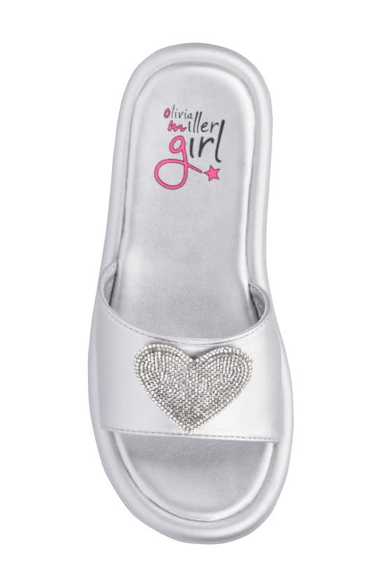 Shop Olivia Miller Kids' Heart Ornament Slide Sandal In Silver