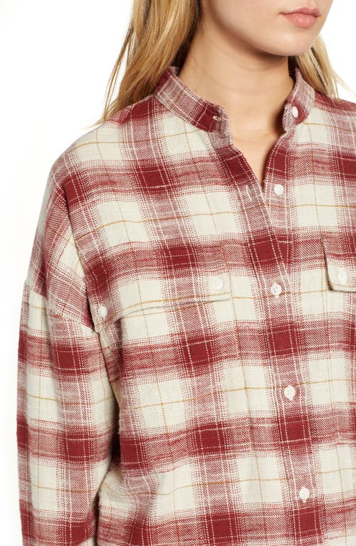 Shop Ag Smith Plaid Shirt Jacket In Natural/tannic Red