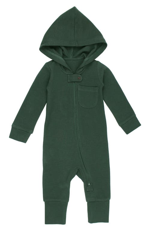 L'OVEDBABY L'OVEDBABY HOODED THERMAL ORGANIC COTTON ZIP FOOTIE 