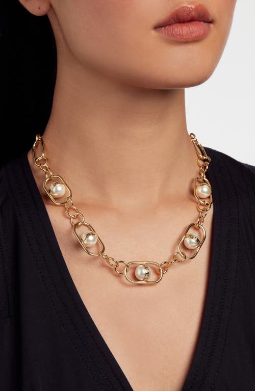 Shop Ted Baker London Perriet Imitation Pearl Chain Statement Necklace In Gold Tone/pearl