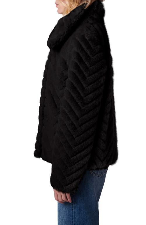 Shop Bernardo Chevron Quilted Faux Fur Jacket In Black