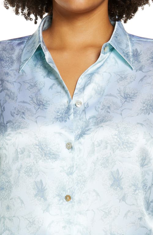 VINCE VINCE DAHLIA FLORAL PRINT SILK SHIRT 