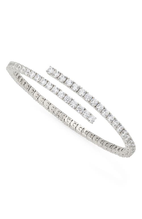 Nadri Cubic Zirconia Bypass Bangle in Rhodium at Nordstrom