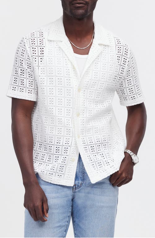 Geo Lace Camp Shirt in Soft White