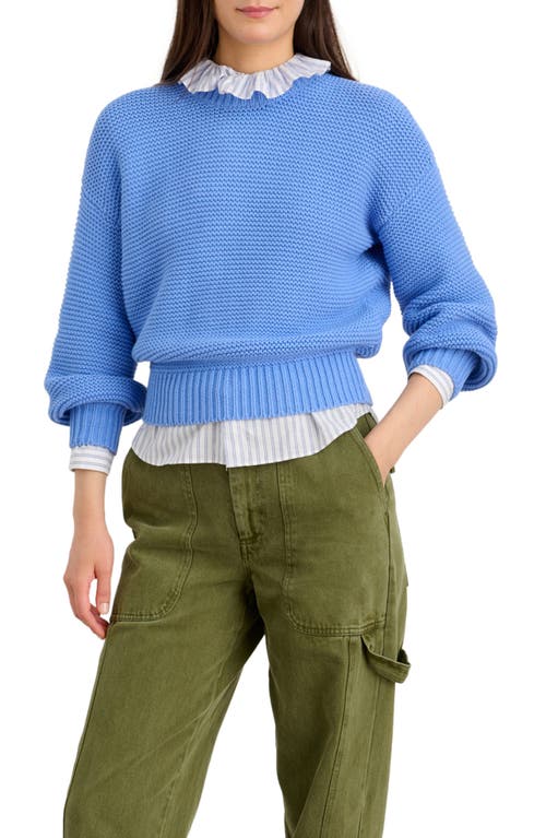 Alex Mill Back Button Crewneck Sweater in French Blue