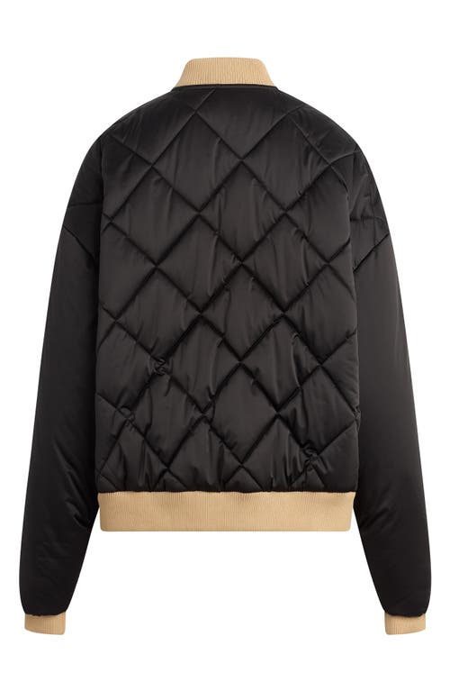 Shop Favorite Daughter The Favorite Quilted Bomber Jacket In Black/beige