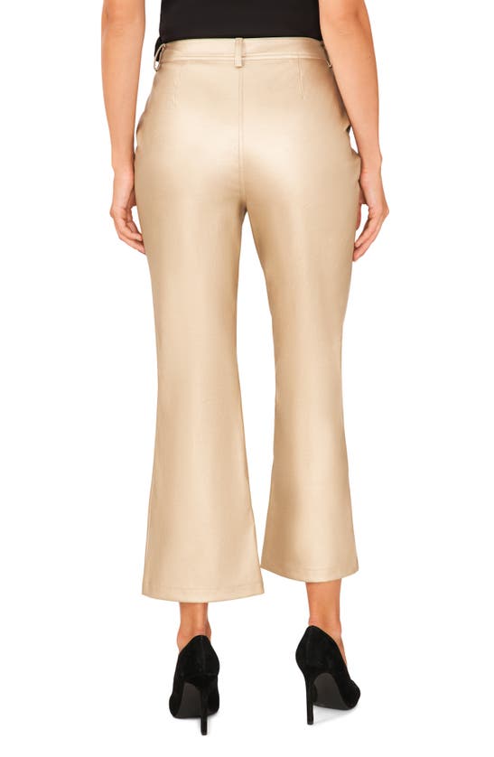 Shop Halogen ® Faux Leather Ankle Kick Flare Pants In Soft Gold