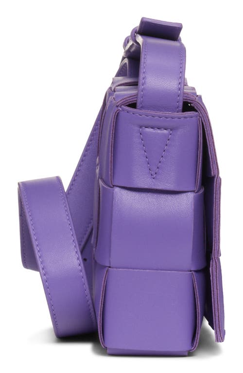 Shop Bottega Veneta Intrecciato Leather Crossbody Bag In Purple-gold