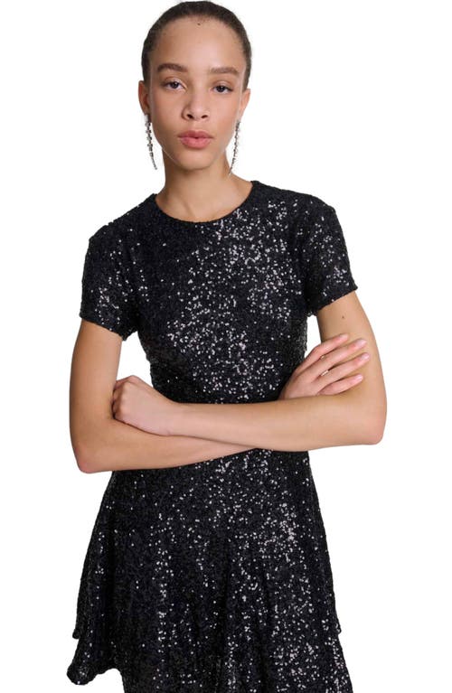 Maje Sequin-embellished Dress In Black