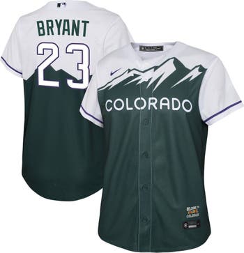 Youth Nike Kris Bryant Green Colorado Rockies 2022 City Connect Replica Player Jersey