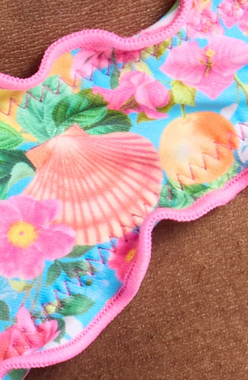 Kulani Kinis Lettuce Trim Thong Bikini Bottoms In Mermaid Garden