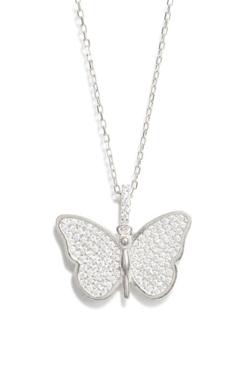 Shymi Pavé Butterfly Pendant Necklace In Metallic