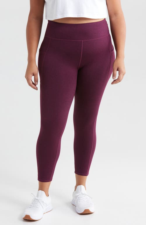 Threads 4 Thought Monica High Waist Pocket 7/8 Leggings (Plus)<br /> in Heather Royal Burgundy 