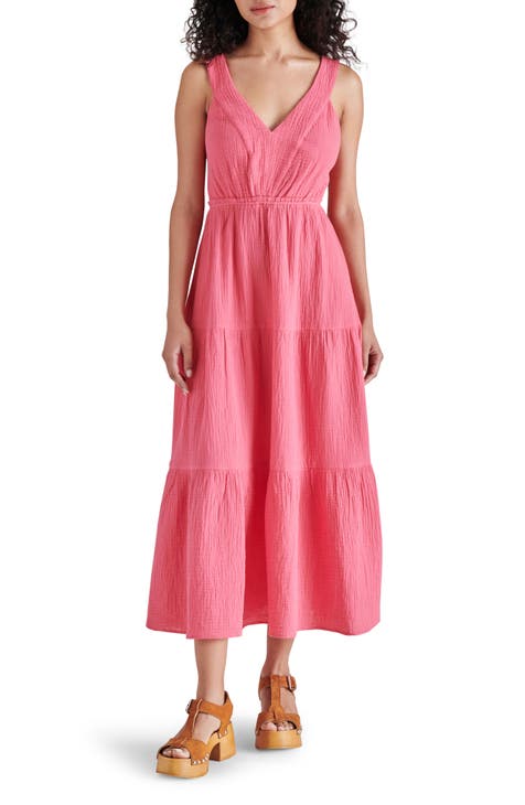 Blush Pink Midi Dress - Asymmetrical Dress - One-Shoulder Dress - Lulus