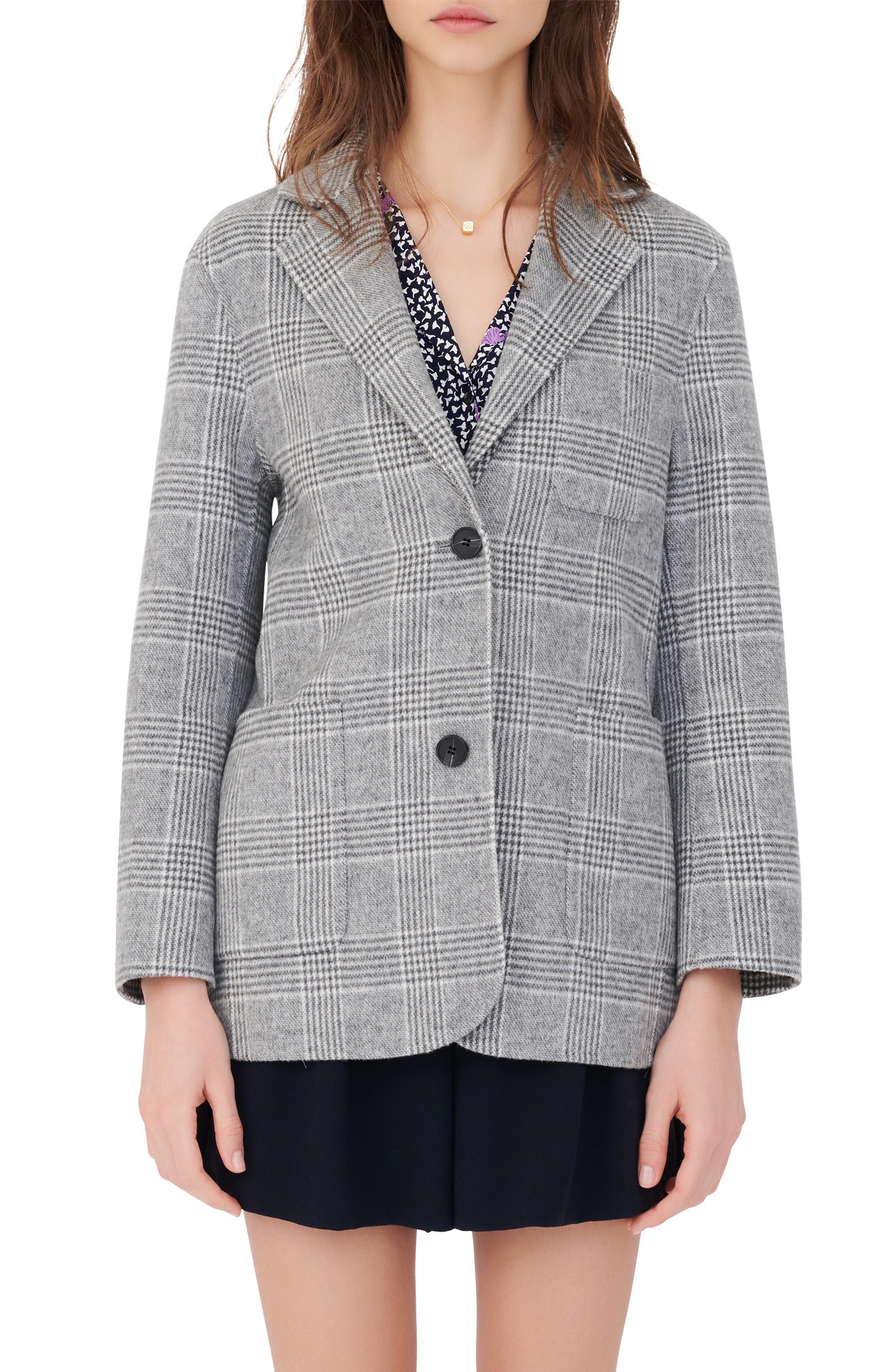 plaid wool blazer womens