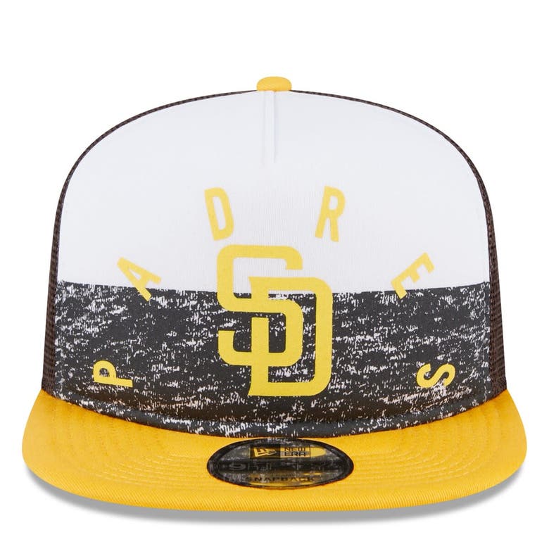 Shop New Era White/gold San Diego Padres Team Foam Front A-frame Trucker 9fifty Snapback Hat