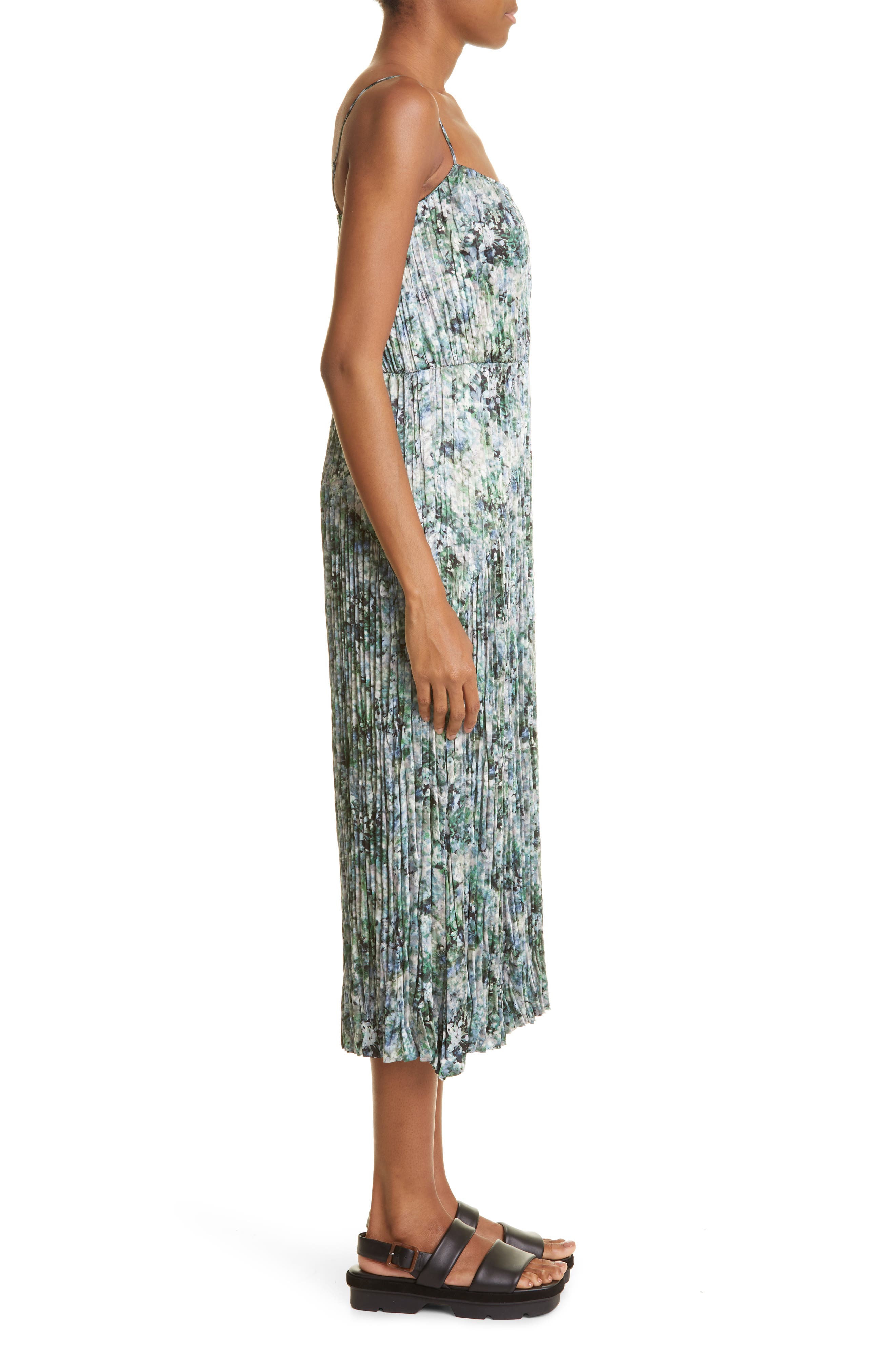 Vince Floral Pleated Camisole Dress 