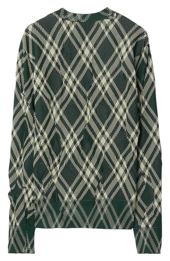 Shop Burberry Check Cotton Blend Sweater In Ivy Ip Check