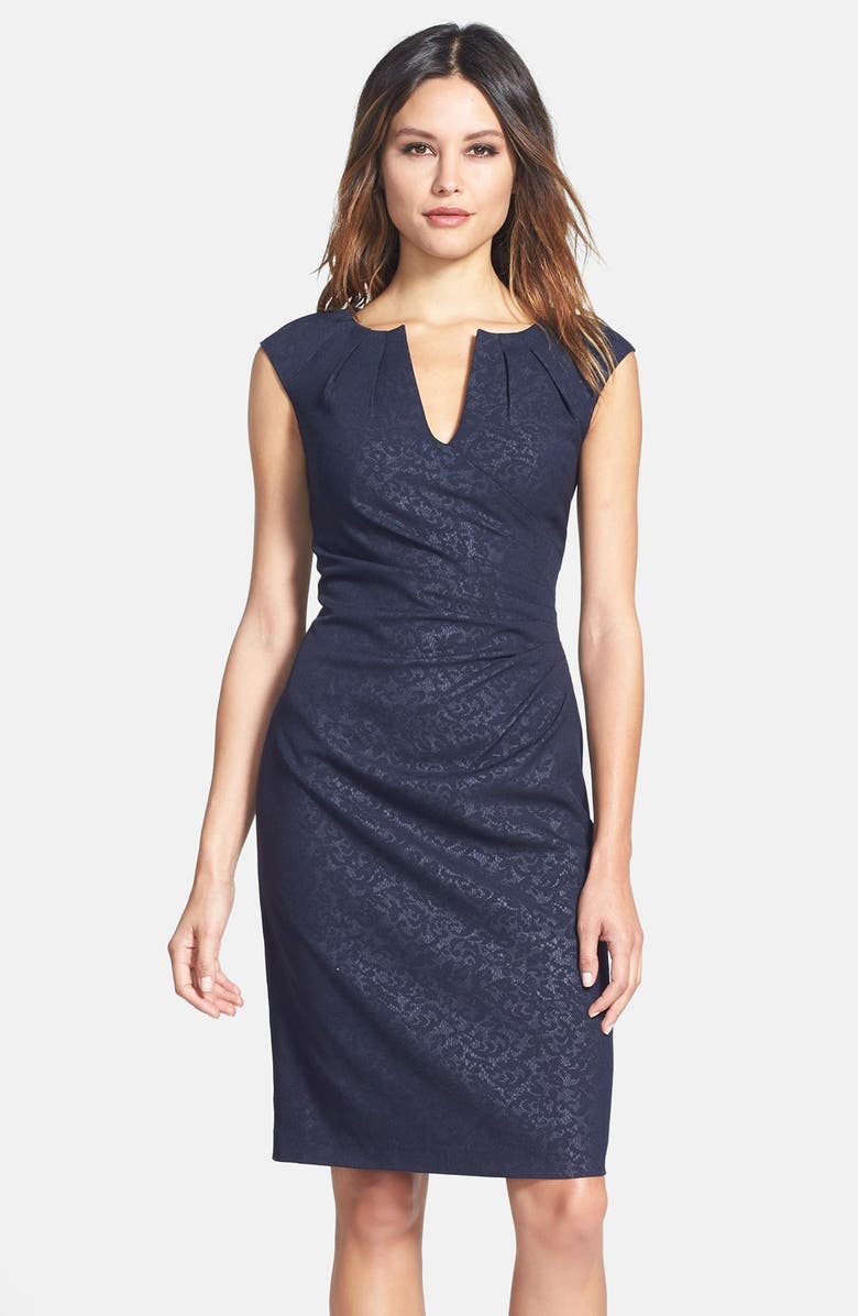 Adrianna Papell Lace Embossed Crepe Sheath Dress | Nordstrom