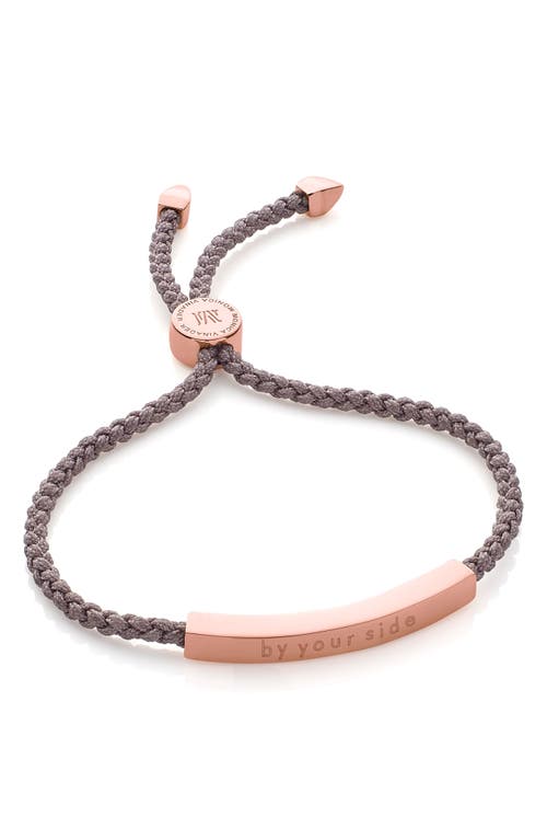 Monica Vinader Engravable Linear Friendship Bracelet In Rose Gold/mink