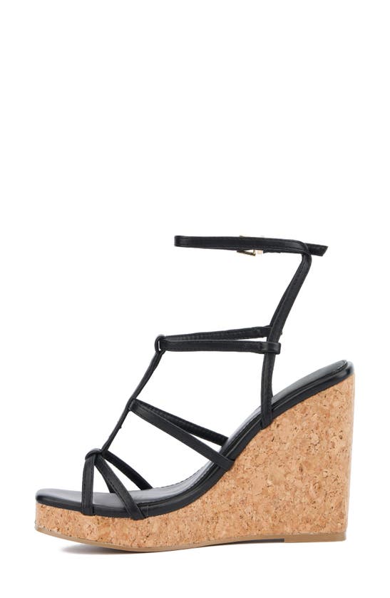 New York And Company Abla Platform Wedge Sandal In Black