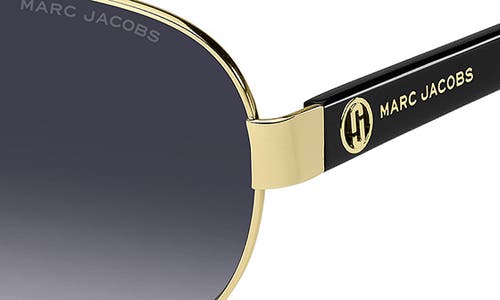 Shop Marc Jacobs 60mm Aviator Sunglasses In Gold Black/grey Shaded