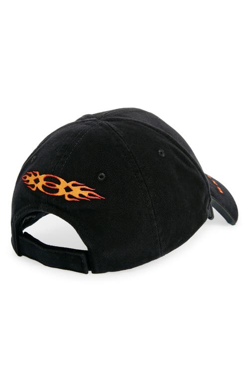 Shop Balenciaga Burning Unity Logo Cotton Drill Baseball Cap In 1076 Black/orange