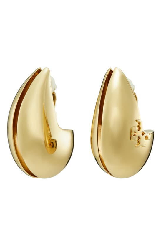 Tory Burch Wave Clip-on Earrings In Light Brass
