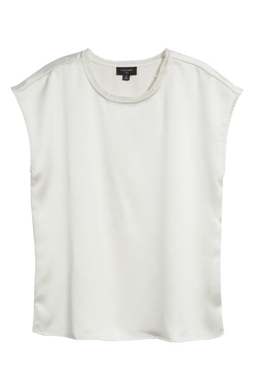 Shop Tahari Asl Fringe Neck Satin Top In Ivory