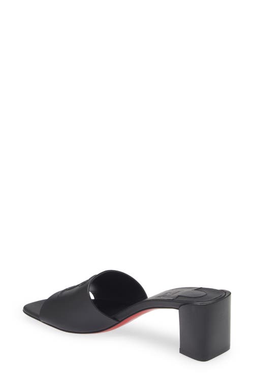 Shop Christian Louboutin Cl Logo Block Heel Slide Sandal In Black/lin Black