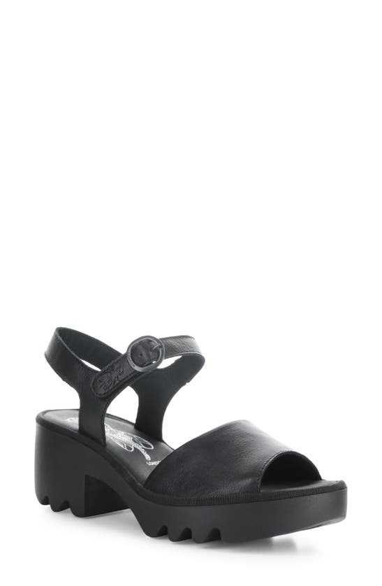 Shop Fly London Tull Platform Sandal In Black Mousse