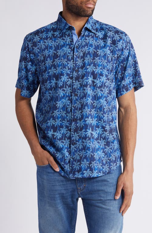 Tommy Bahama Paradise Palms Short Sleeve Performance Button-up Shirt In Island Navy