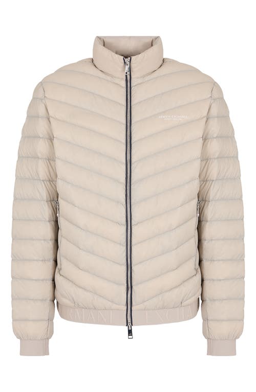 Armani Exchange Packable Down Puffer Jacket In Neutral