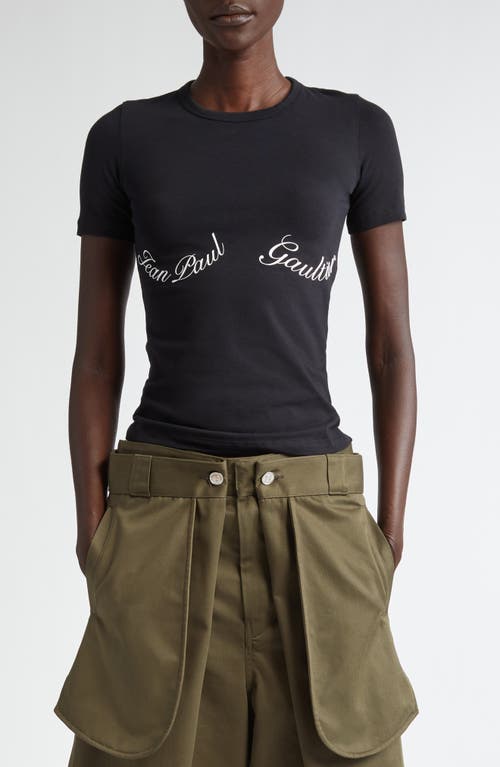 Jean Paul Gaultier Logo Stretch Cotton Baby Tee Black/White at Nordstrom