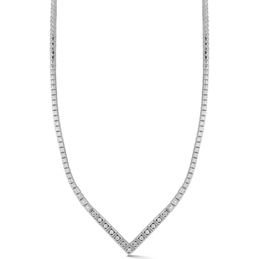 Chloe & Madison Chloe And Madison Cz Square Link Necklace In Silver