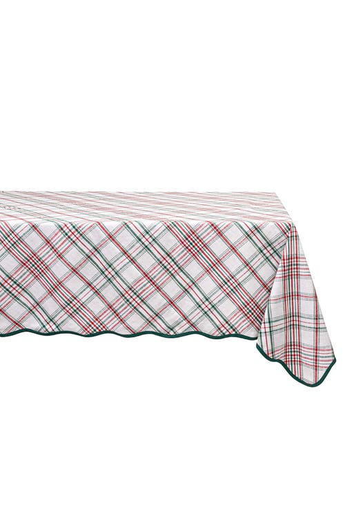 Juliska Merry Tartan Tablecloth, 60" X 120" In White/mulberry