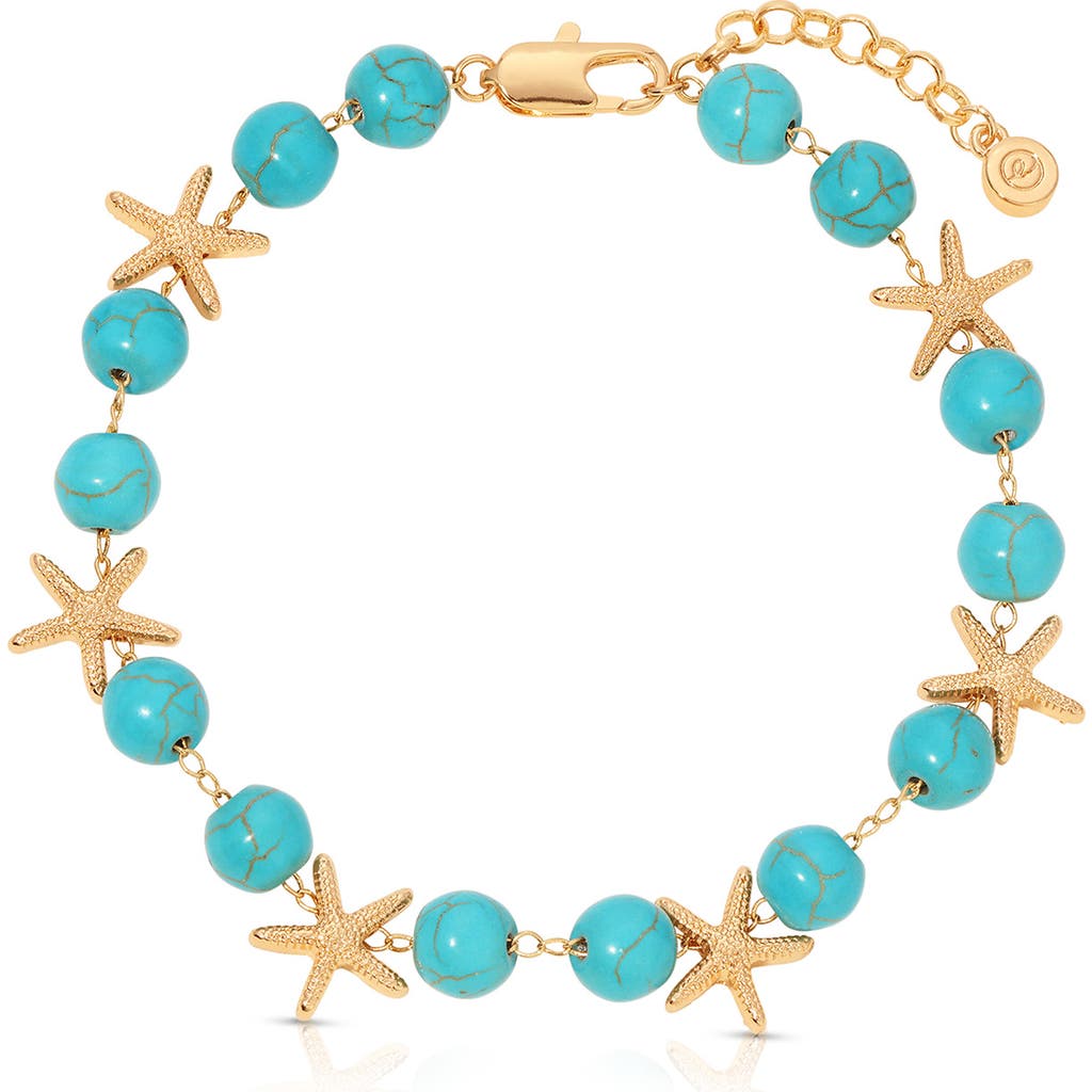 Ettika Starfish And Turquoise Linked Anklet In Turquoise