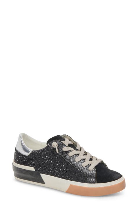 Penelope Glitter Metallic Trainers in Silver