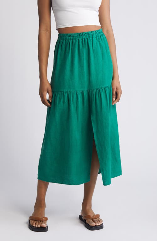 Esmeralda Linen Midi Skirt in Verdant Green