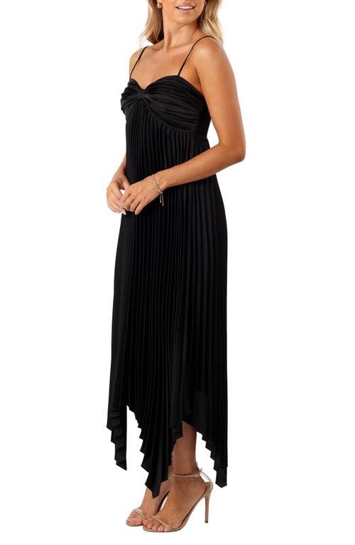 Petal And Pup Petal & Pup Vikki Pleated Sleeveless Satin Maxi Dress In Black