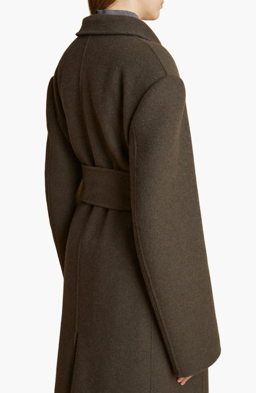 Shop Khaite Lea Oversize Long Wool Coat In Army Melange